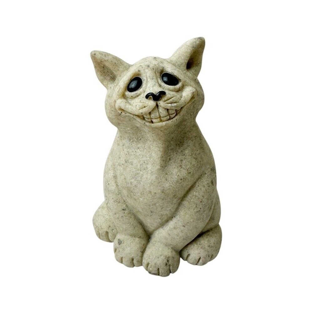 Vintage 2000 Second Nature Design Quarry Critters‎ Whimsy Big Smile Cat Figurine